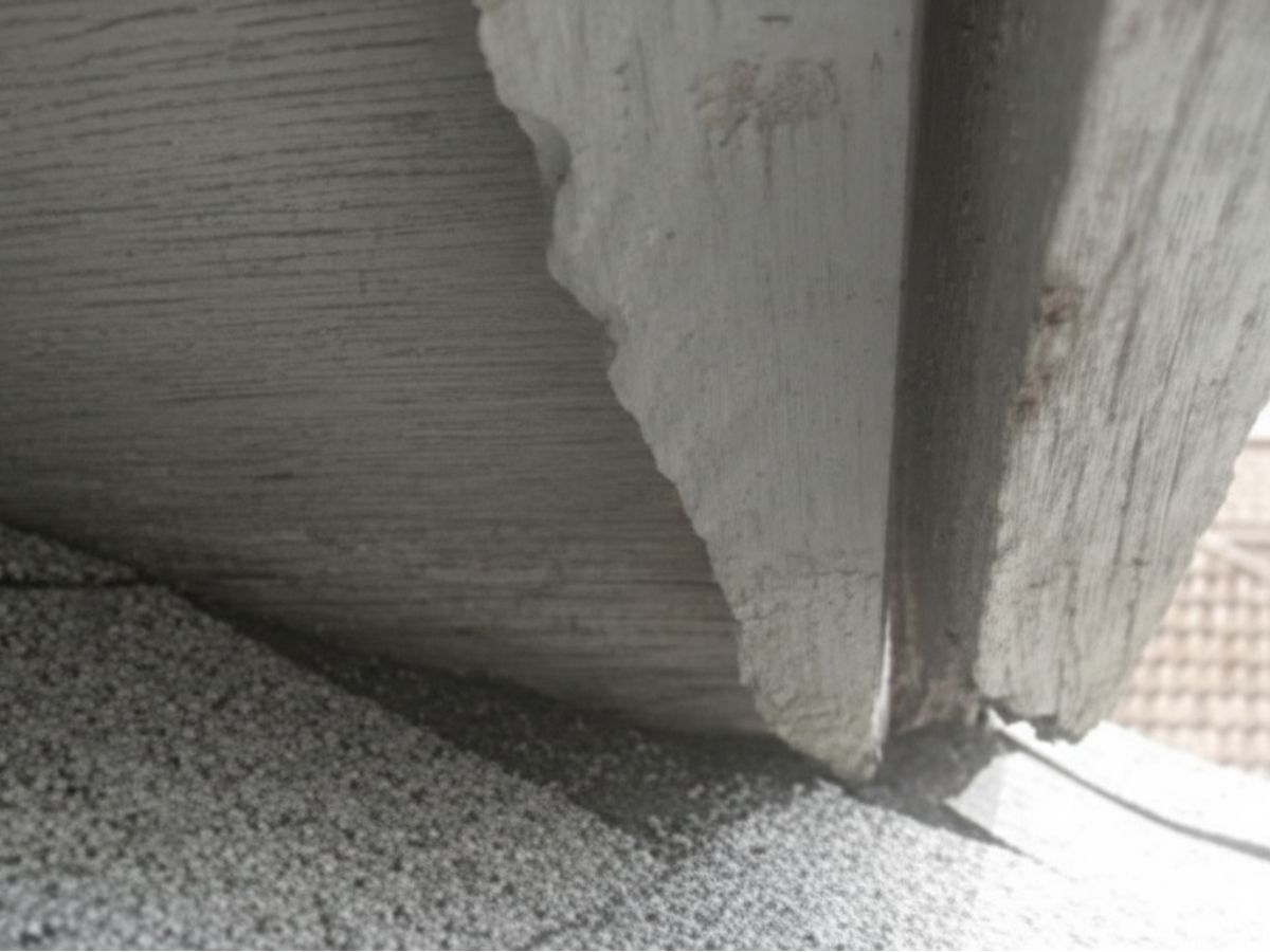 Rotting fascia board at roof edge