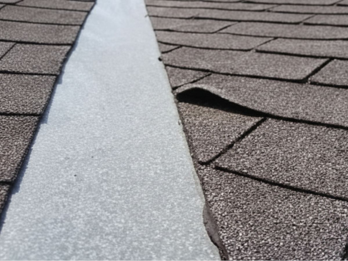 Lifted shingles along metal roof valley